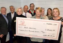 NWIBRT Hard Hat Charity Golf committee present check