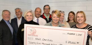 NWIBRT Hard Hat Charity Golf committee present check